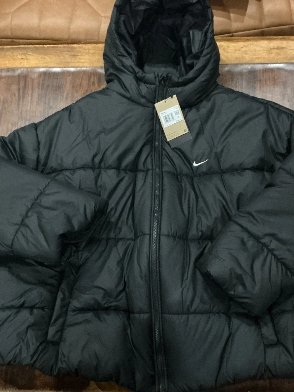 Nike Black Hooded Quilted Puffer Coat FZ5901-010